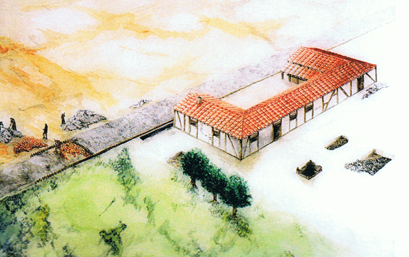 Reconstructie van een Gallo-Romeinse woning te Tongeren.