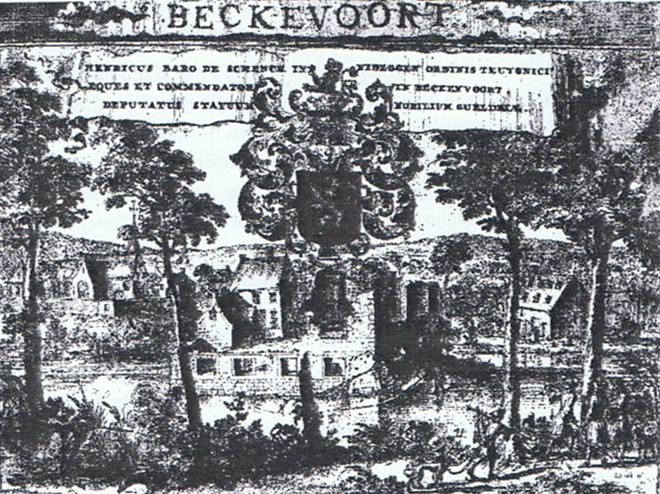 De commanderij van Bekkevoort. Vanaf 1230 is dit dorp ontstaan dankzij de Teutoonse orde. Maar de commanderij overleefde de tachtigjarige oorlog niet (werd verwoest in 1560 en 1566) en was in 1700 reeds grotendeels een ru&iuml;ne. Bekkevoort bleef wel een gegeerd jachtdomein voor de orde.