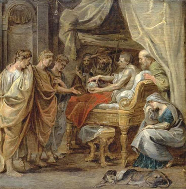 De dood van Constantijn de Grote. Hier op een schilderij van Pieter Paul Rubens.