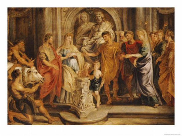 Schilderij van Rubens dat de huwelijken van Constantijn en Fausta en van Licinius en Constantia voorstelt.