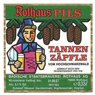 Badische Staatsbrauerei Rothaus Tannenz&auml;pfle Pils