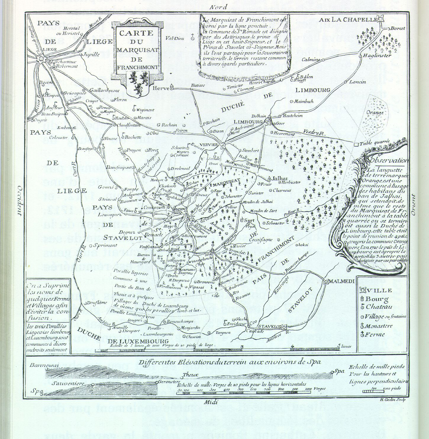 Kaart van de regio Franchimont