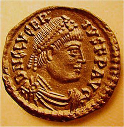 Munt met afbeelding van Romeins Keizer Glycerius (473 - 474 n. C)