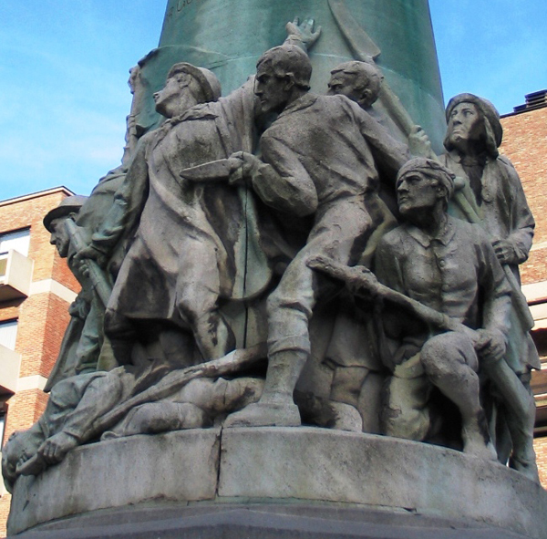 Detail van het Boerenkrijgmonument te Hasselt.