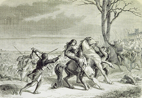 Nicolaas Zannekin word aangevallen gedurende de Slag bij Kassel.