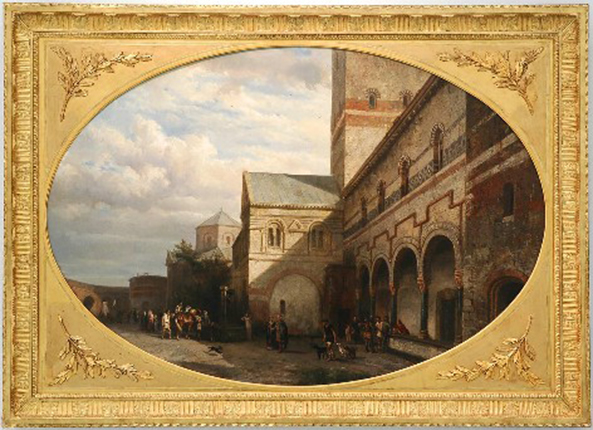 Afbeelding van de Palts te Nijmegen, een van de bouwwerken die tot stand kwamen tijdens de de Karolingische renaissance.