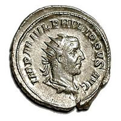 Munt met afbeelding van Romeins Keizer Philippus I Arabs (244 - 249 n. C)