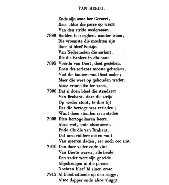 Deel 2 van tekst over de Heren van Diest, uit de Rijmkroniek van Jan van Helen.