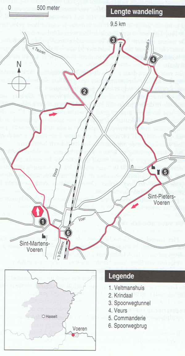 Plan van de bronnenwandeling.
