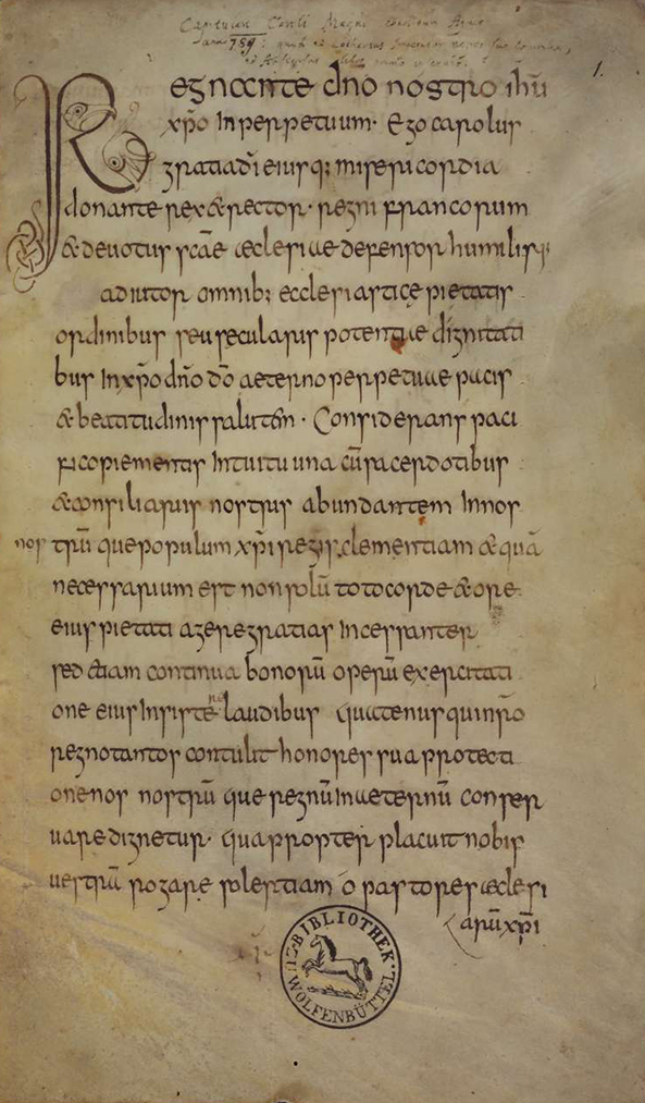 Pagina uit de Admonitio Generalis (Algemene aanmaning), een programmatisch geschrift uit 789.