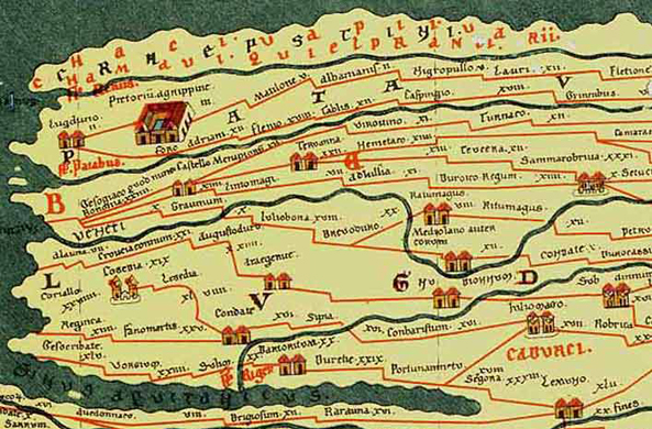 Fragment uit de "Tabula Peutingeriana".