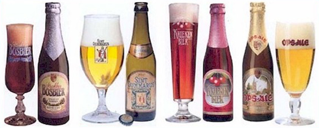 Welk glas? Belgische fruitbieren worden meestal in smalle, hoge glazen geschonken, terwijl sterkere bieren meestal uit kuipglazen gedronken worden.