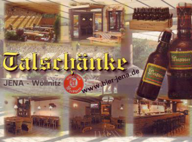 Postkaart van huisbrouwerij / gasthuis Talsch&auml;nke, Jena (W&ouml;llnitz), Oost-Duitsland.