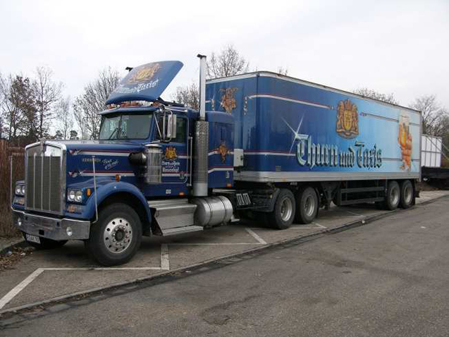 Vrachtwagen van brouwerij Thurn Und Taxis, Regensburg, Zuid-Duitsland.