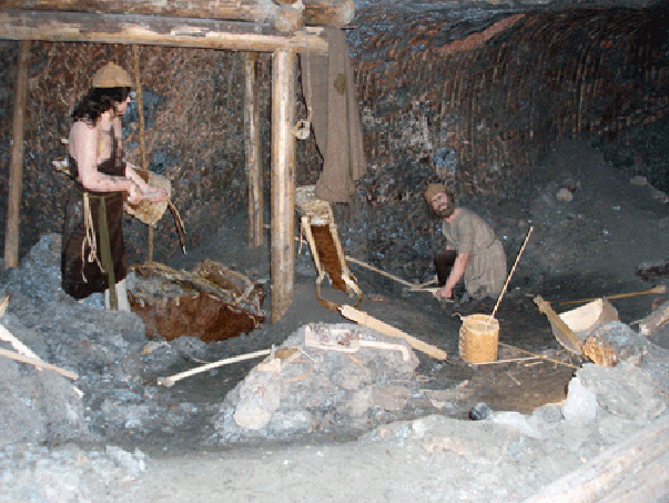 Reconstructie van de zoutmijn in Hallstatt