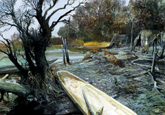 Impressie van een Keltisch kamp aan een rivieroever