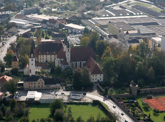 Brouwerij en stift (abdij) G&ouml;sser te Leoben, Oostenrijk.