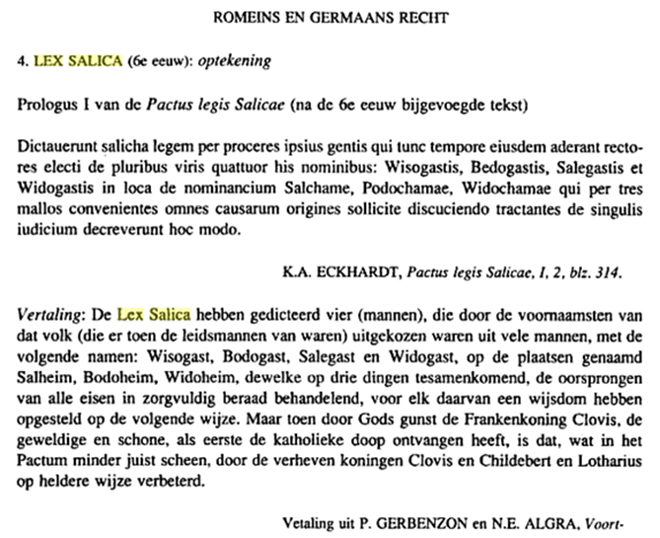 Tekst uit de Salische wet.